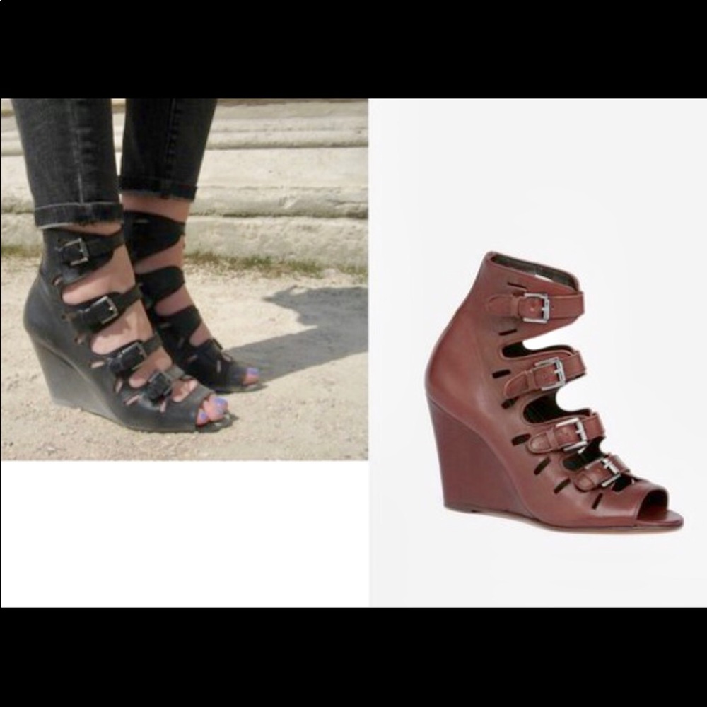 ANTHRO Surface To Air Buckle Wedge Sandals Cognac - Picture 3 of 8